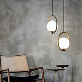 Modern Brass Ring Globe Glass Pendant Light 1-Light