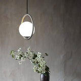 Modern Brass Ring Globe Glass Pendant Light 1-Light