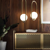 Modern Brass Ring Globe Glass Pendant Light 1-Light