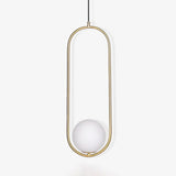 Modern Brass Ring Globe Glass Pendant Light 1-Light