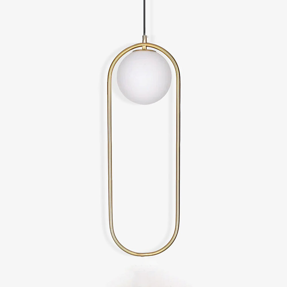 Modern Brass Ring Globe Glass Pendant Light 1-Light Lasson Living