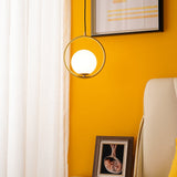 Modern Brass Ring Globe Glass Pendant Light 1-Light