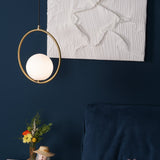 Modern Brass Ring Globe Glass Pendant Light 1-Light
