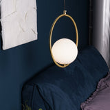 Modern Brass Ring Globe Glass Pendant Light 1-Light