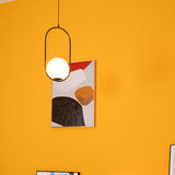 Modern Brass Ring Globe Glass Pendant Light 1-Light