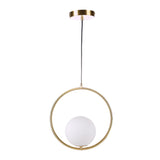 Modern Brass Ring Globe Glass Pendant Light 1-Light