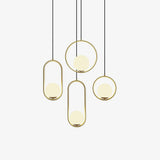 Modern Brass Ring Globe Glass Pendant Light 1-Light