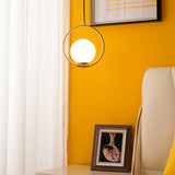 Modern Brass Ring Globe Glass Pendant Light 1-Light