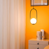 Modern Brass Ring Globe Glass Pendant Light 1-Light