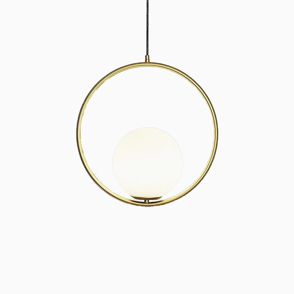 Modern Brass Ring Globe Glass Pendant Light 1-Light