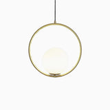 Modern Brass Ring Globe Glass Pendant Light 1-Light