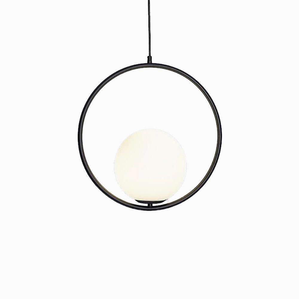 Modern Brass Ring Globe Glass Pendant Light 1-Light