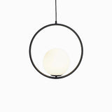 Modern Brass Ring Globe Glass Pendant Light 1-Light