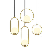 Modern Brass Ring Globe Glass Pendant Light 1-Light