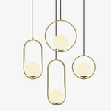 Modern Brass Ring Globe Glass Pendant Light 1-Light