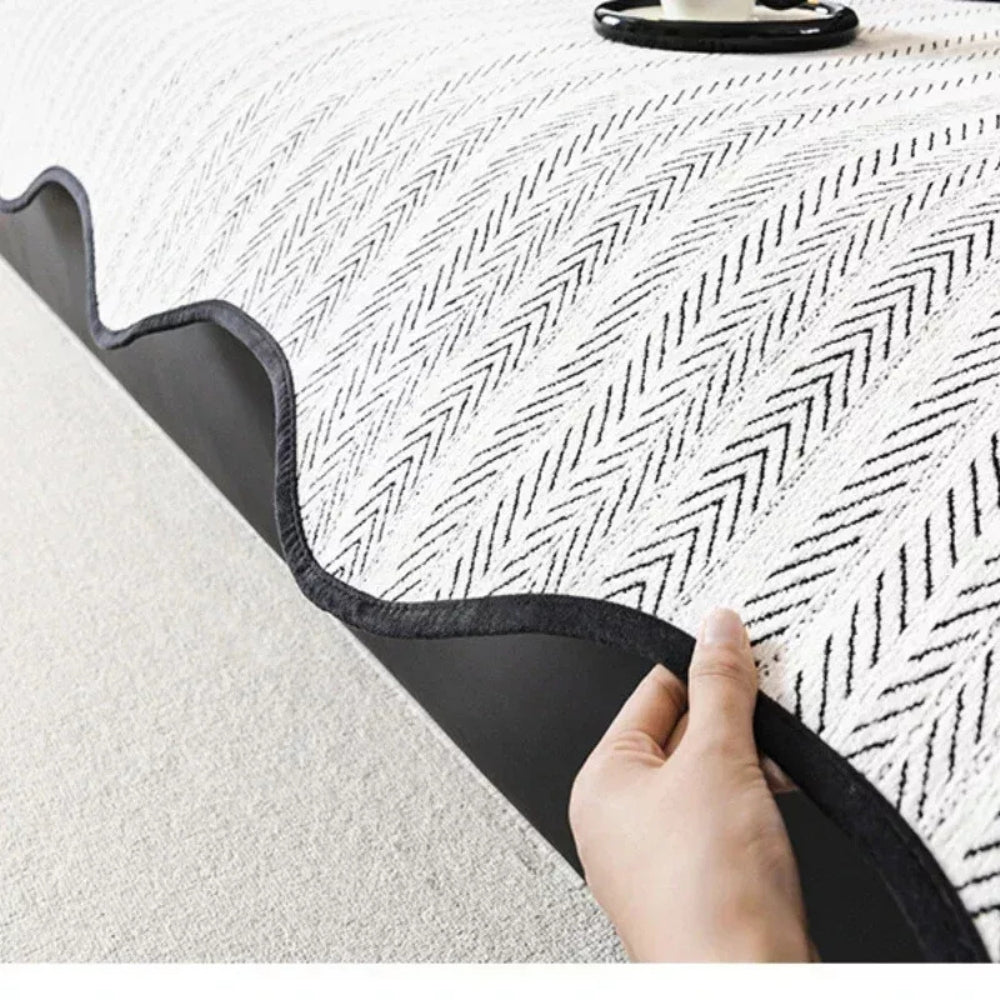 Aurivelle Herringbone Scallop Edge Sofa Cover Lasson Living