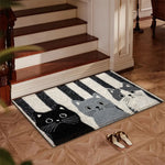 Vikaro - Striped Cartoon Cat Rug Waterproof Soft Floor Mat Lasson Living