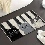 Vikaro - Striped Cartoon Cat Rug Waterproof Soft Floor Mat Lasson Living