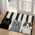 Vikaro - Striped Cartoon Cat Rug Waterproof Soft Floor Mat Lasson Living