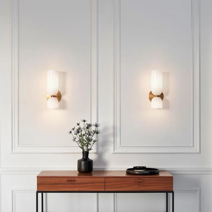 Modern Glass Cylinder LED Wall Light 2-Light Lasson Living