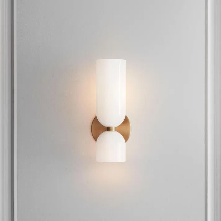 Modern Glass Cylinder LED Wall Light 2-Light Lasson Living