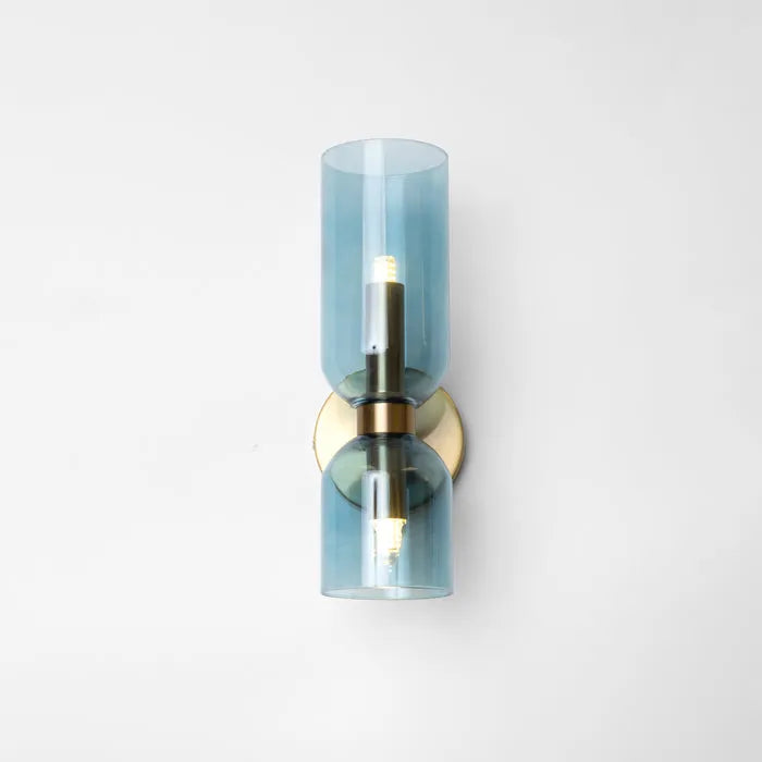 Modern Glass Cylinder LED Wall Light 2-Light Lasson Living