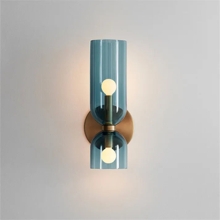 Modern Glass Cylinder LED Wall Light 2-Light Lasson Living