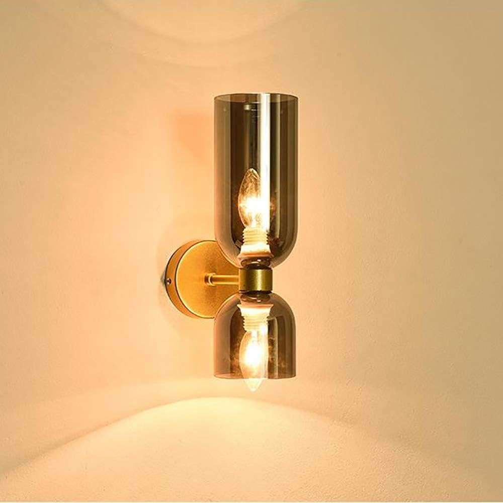 Modern Glass Cylinder LED Wall Light 2-Light Lasson Living