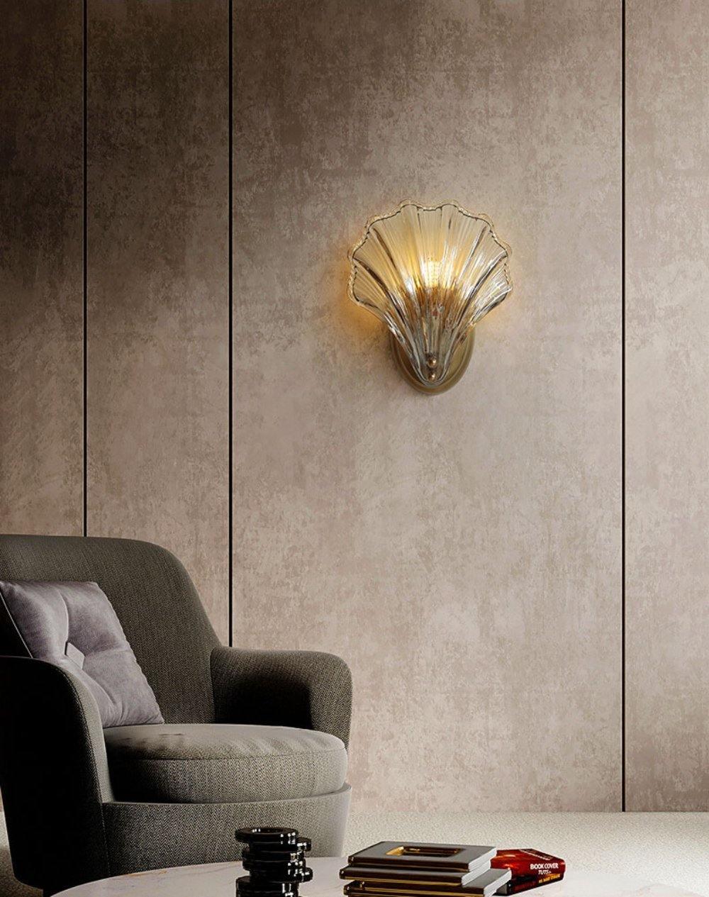 Modern Iron Glass Shell LED Wall Light 1-Light Lasson Living