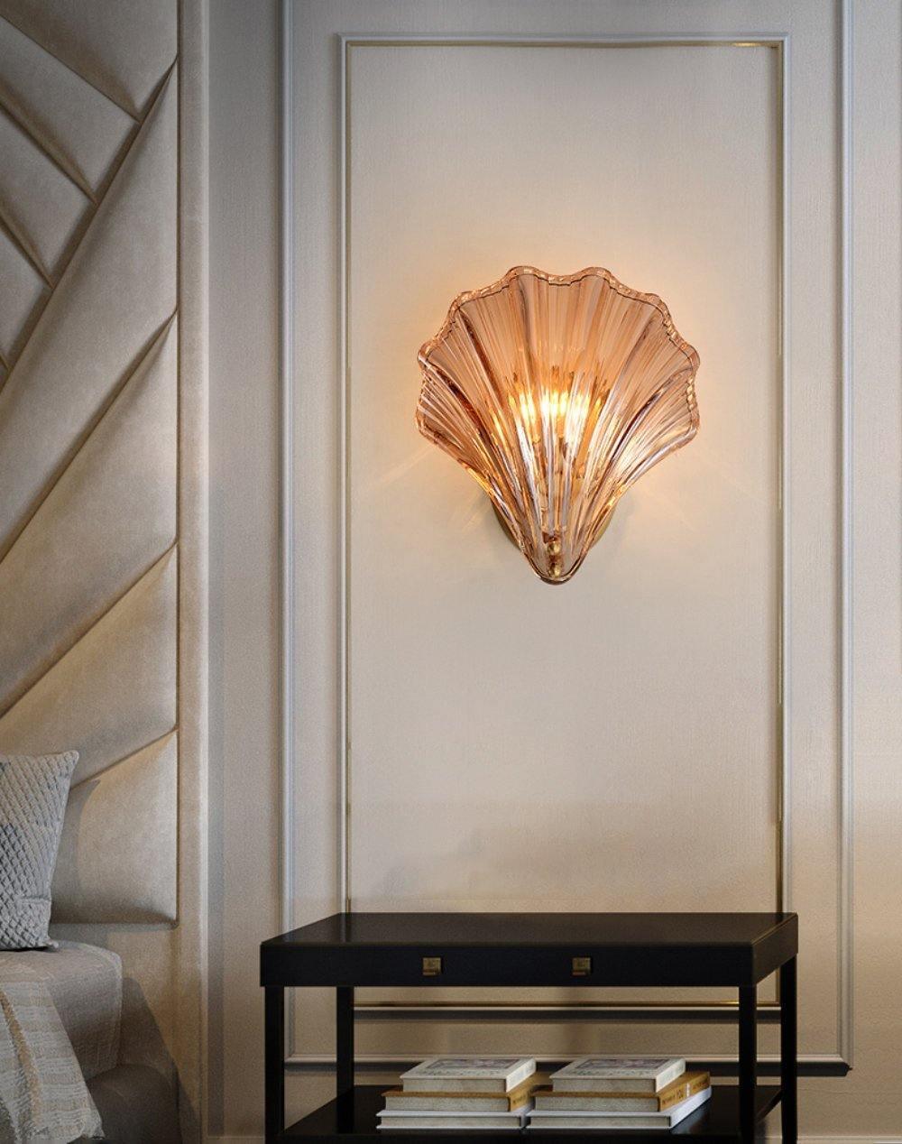 Modern Iron Glass Shell LED Wall Light 1-Light Lasson Living