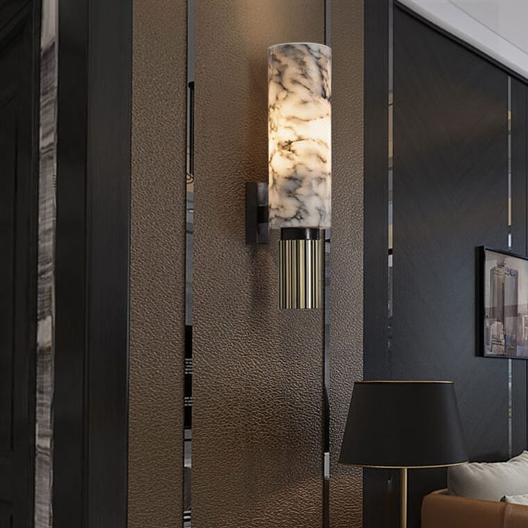 Modern Marble Cylinder LED Wall Light 1-Light Lasson Living