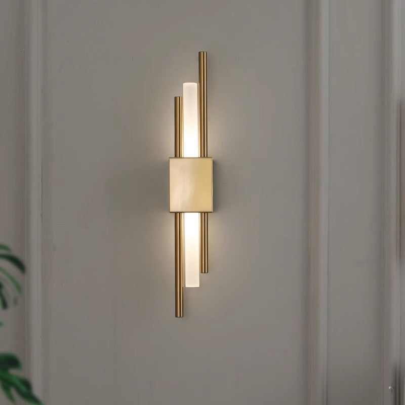 Modern Minimalist Brass Cylinder LED Wall Sconce Lamp 2-Light