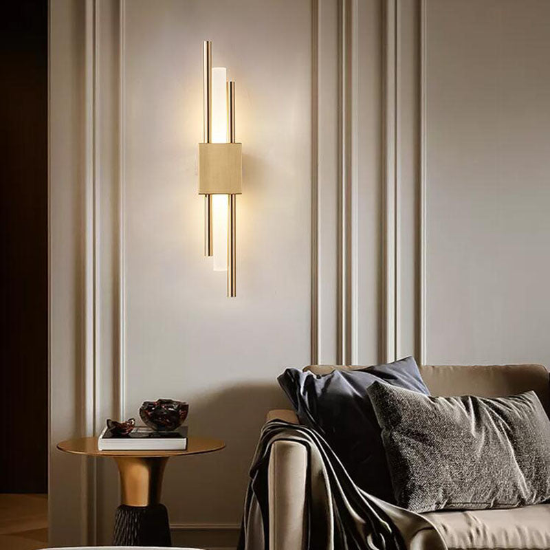 Modern Minimalist Brass Cylinder LED Wall Sconce Lamp 2-Light