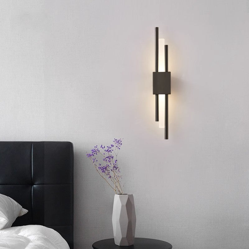 Modern Minimalist Brass Cylinder LED Wall Sconce Lamp 2-Light