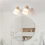 Modern Minimalist Wood Cone Wall Sconce Lamp 2-Light Lasson Living