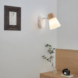 Modern Minimalist Wood Cone Wall Sconce Lamp 2-Light Lasson Living