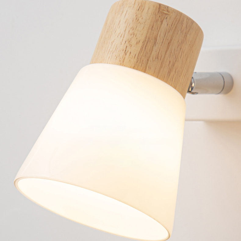 Modern Minimalist Wood Cone Wall Sconce Lamp 2-Light Lasson Living