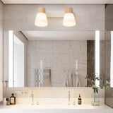 Modern Minimalist Wood Cone Wall Sconce Lamp 2-Light Lasson Living