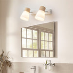 Modern Minimalist Wood Cone Wall Sconce Lamp 2-Light Lasson Living