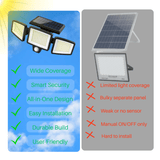 Modern Rectangular Solar LED Security Floodlight 3-Light