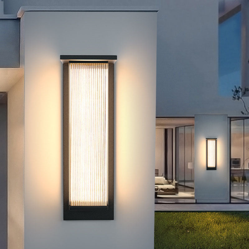 Modern Rectangular Solar LED Wall Sconce 1-Light Lasson Living
