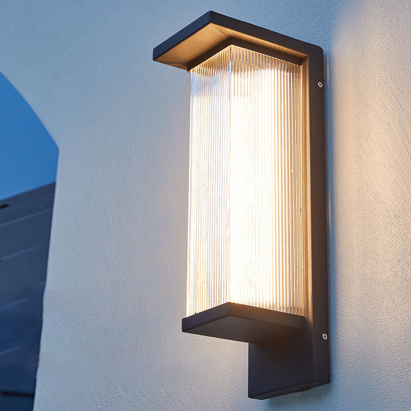 Modern Rectangular Solar LED Wall Sconce 1-Light Lasson Living