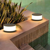 Modern Round Solar LED Post Light 1-Light