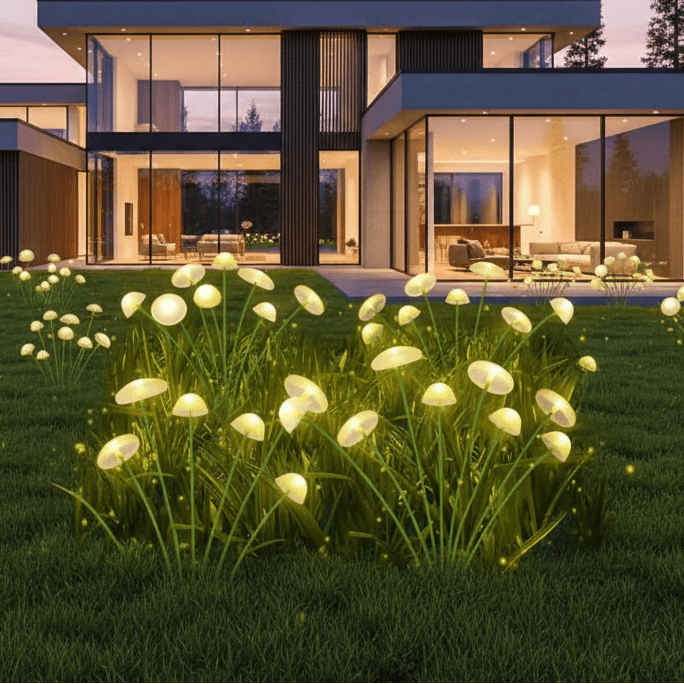 Modern Solar Mushroom LED Garden Stake Light 1-Light