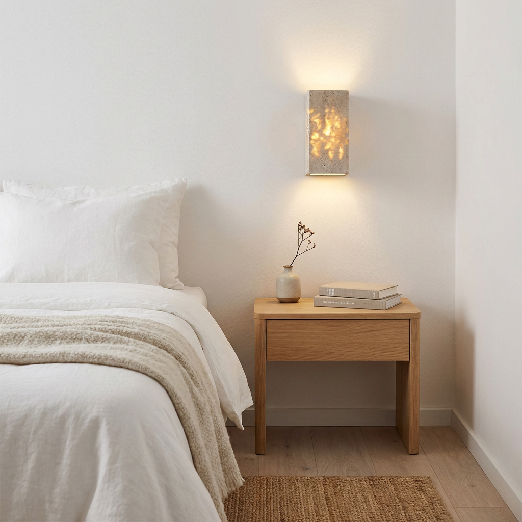 Modern Travertine Stone Rectangular Wall Light LED 1-Light Lasson Living