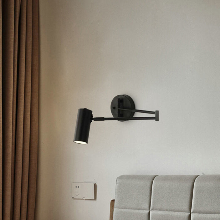 Nordic Brass Cylinder Swing Arm Wall Sconce Lamp 1-Light Lasson Living