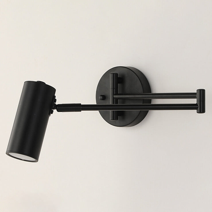 Nordic Brass Cylinder Swing Arm Wall Sconce Lamp 1-Light
