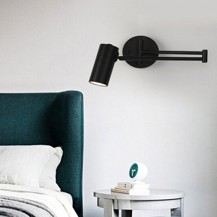 Nordic Brass Cylinder Swing Arm Wall Sconce Lamp 1-Light Lasson Living