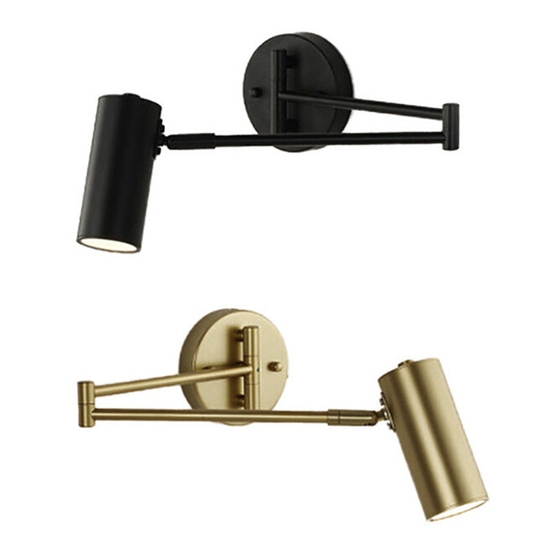 Nordic Brass Cylinder Swing Arm Wall Sconce Lamp 1-Light Lasson Living