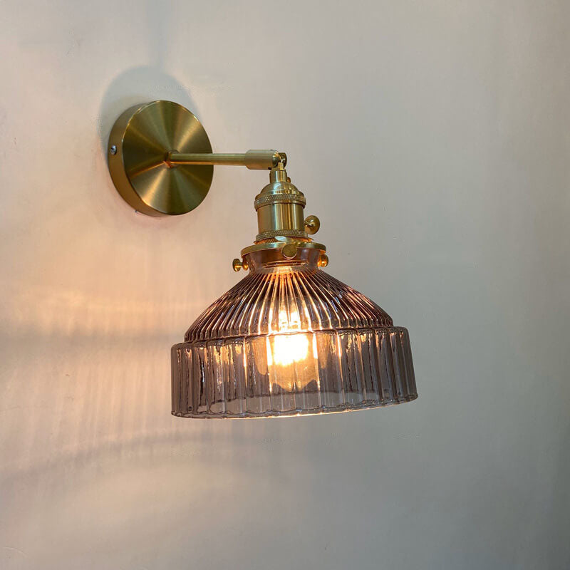 Nordic Brass Glass Dome Wall Sconce Lamp 1-Light Lasson Living